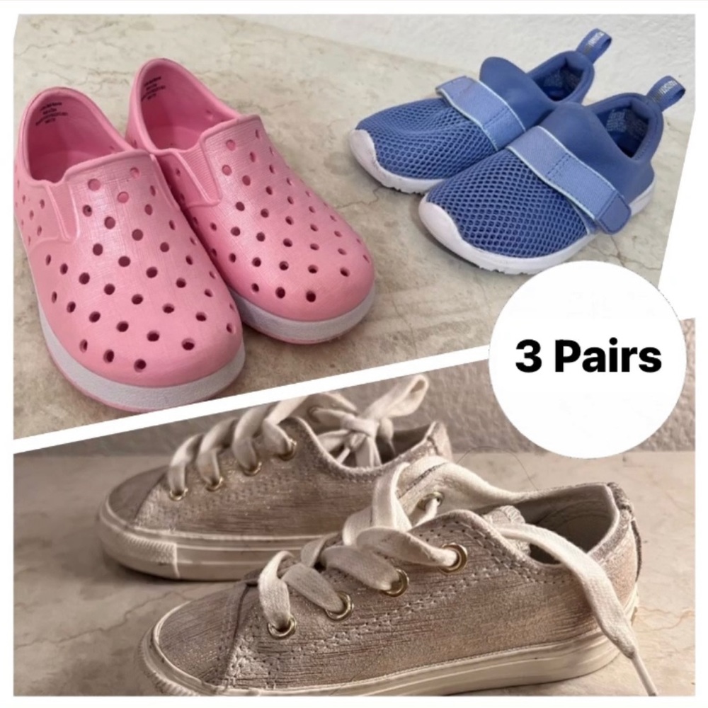(3) Pair Bundle of Baby converse + water shoes in size 7